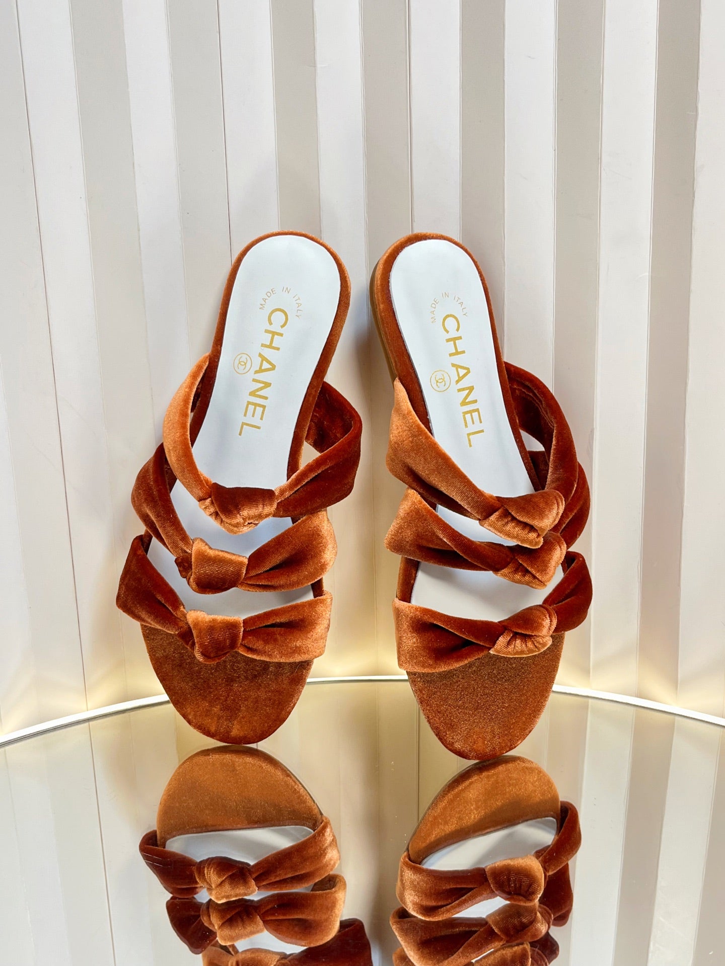 THREE STRAPS MULE IN RUSSET BROWN VELVET - 35