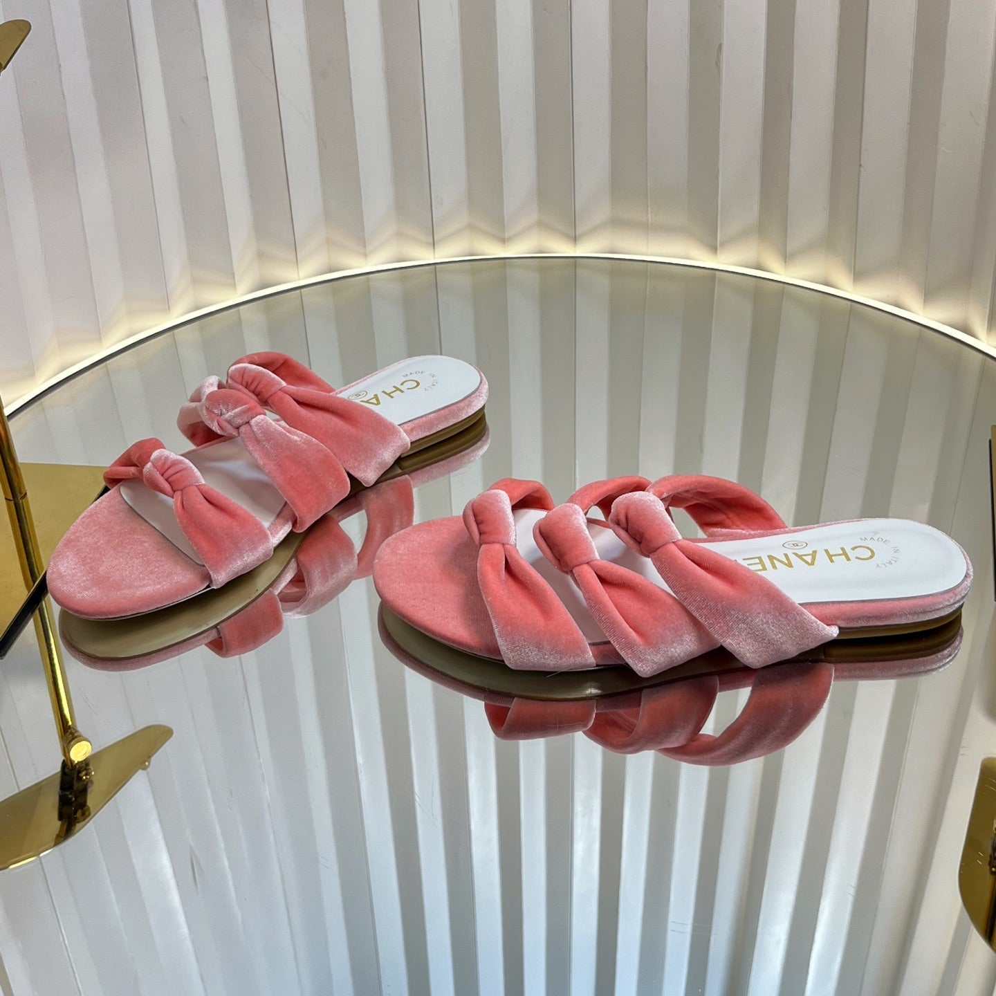 THREE STRAPS MULE IN BRIGHT PINK VELVET - 35