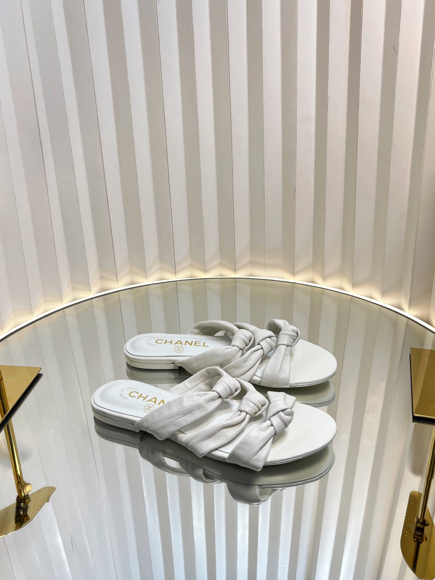 THREE STRAPS MULE IN WHITE CALFSKIN - 35