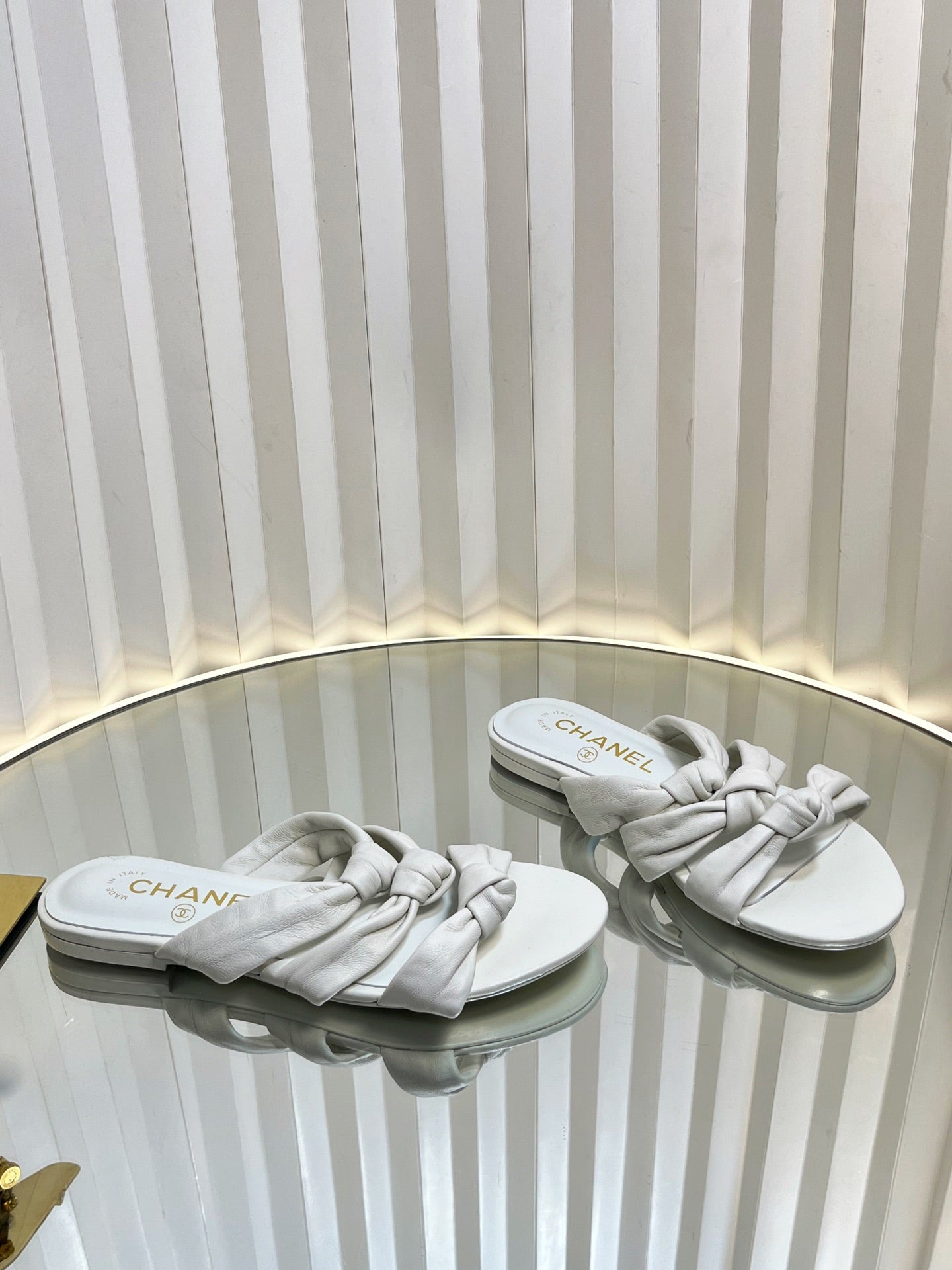 THREE STRAPS MULE IN WHITE CALFSKIN - 35
