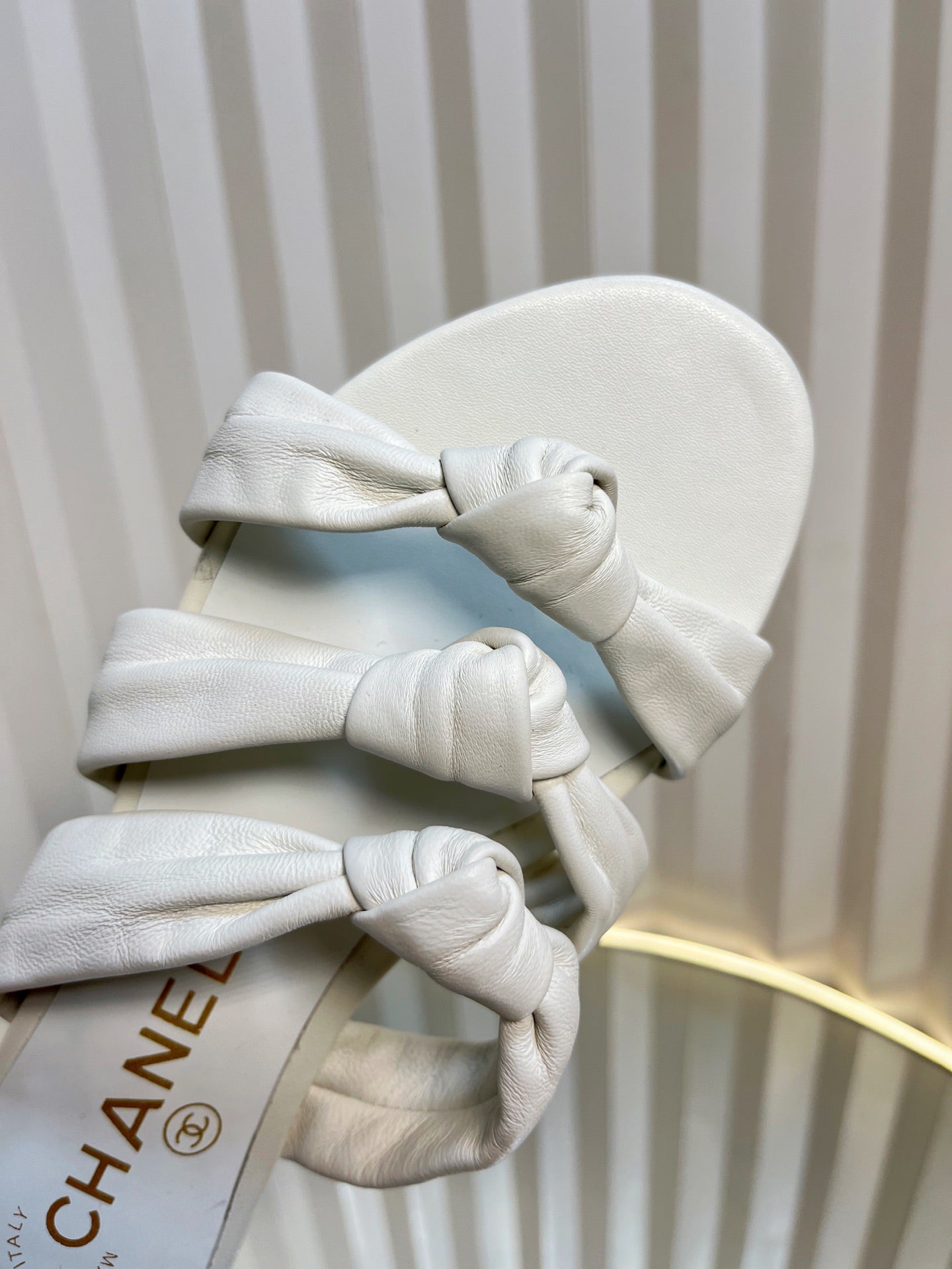 THREE STRAPS MULE IN WHITE CALFSKIN - 35