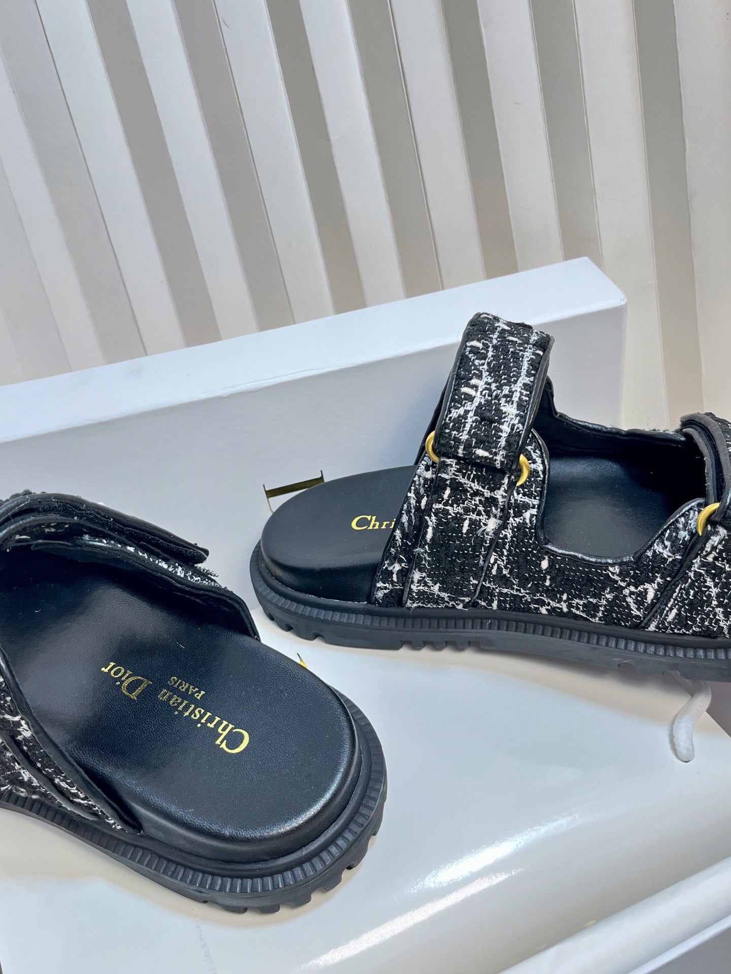 DIORACT SLIDES 25MM IN BLACK TWEED - 35