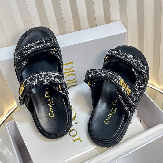 DIORACT SLIDES 25MM IN BLACK TWEED - 35