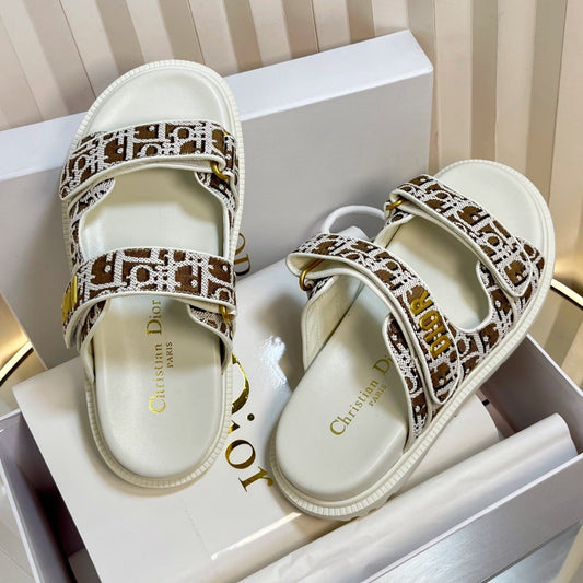 DIORACT SLIDES 25MM IN BROWN TWEED - 35