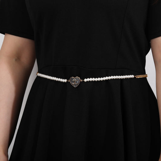 CHANEL 25S CHAIN BELT IN WHITE PEARL 614479 - 30