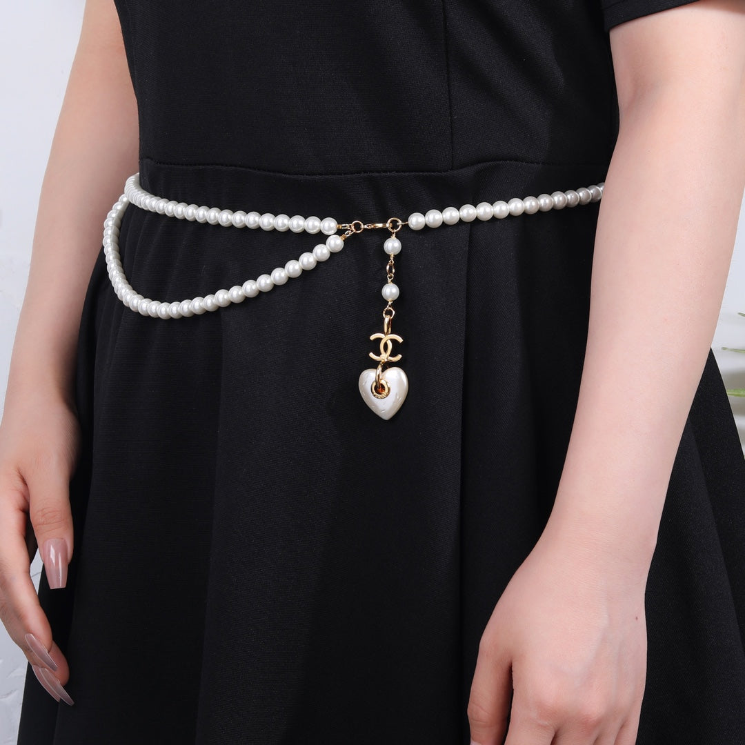 CHANEL 25S CHAIN BELT IN WHITE PEARL 614404 - 30