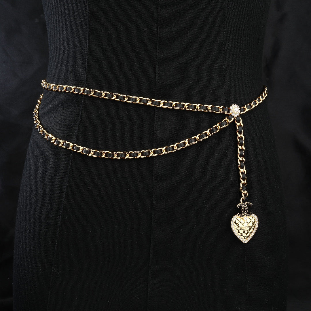 CHANEL 25S CHAIN BELT IN GOLD METALLIC AND BLACK CALFSKIN 614286 - 30