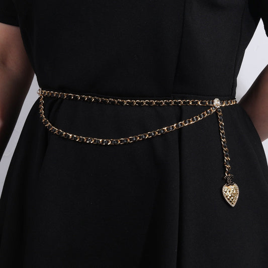 CHANEL 25S CHAIN BELT IN GOLD METALLIC AND BLACK CALFSKIN 614286 - 30