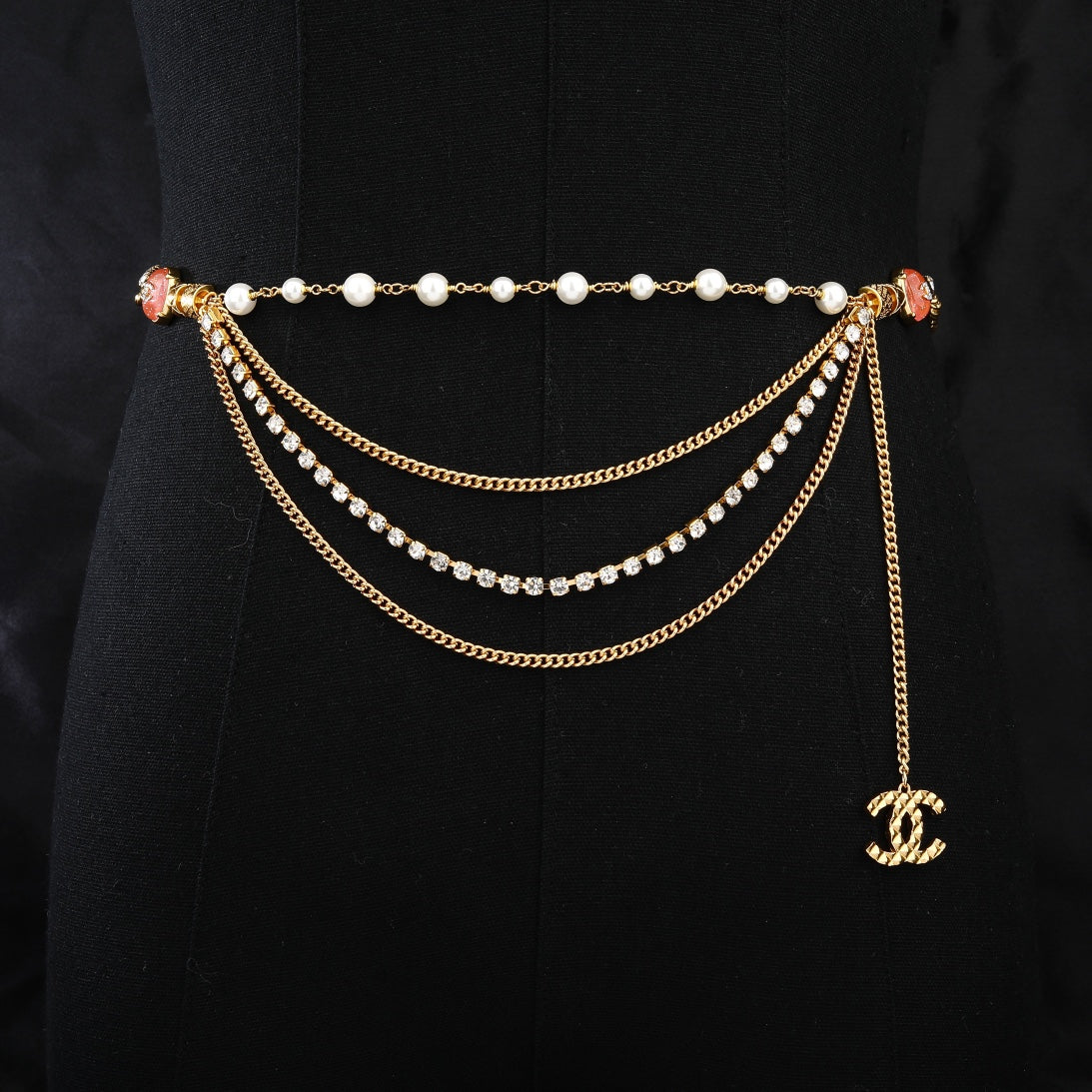 CHANEL 25S GOLD CHAIN BELT WITH PEARL 611794 - 30