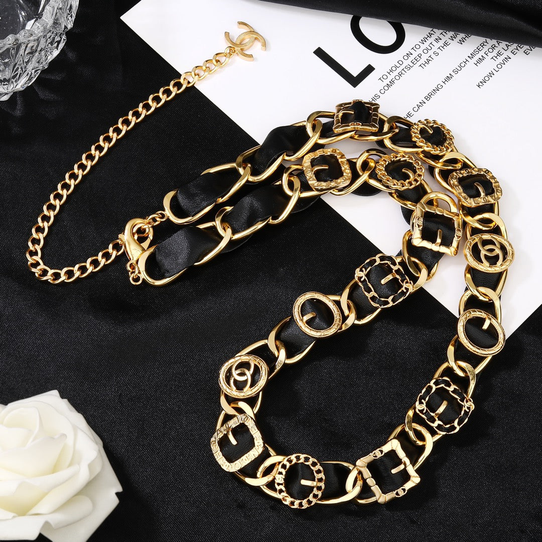 CHANEL 25S CHAIN BELT IN GOLD METALLIC AND BLACK CALFSKIN 614282 - 30