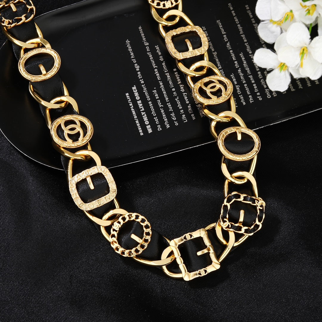 CHANEL 25S CHAIN BELT IN GOLD METALLIC AND BLACK CALFSKIN 614282 - 30