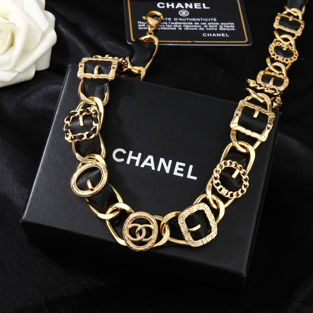 CHANEL 25S CHAIN BELT IN GOLD METALLIC AND BLACK CALFSKIN 614282 - 30