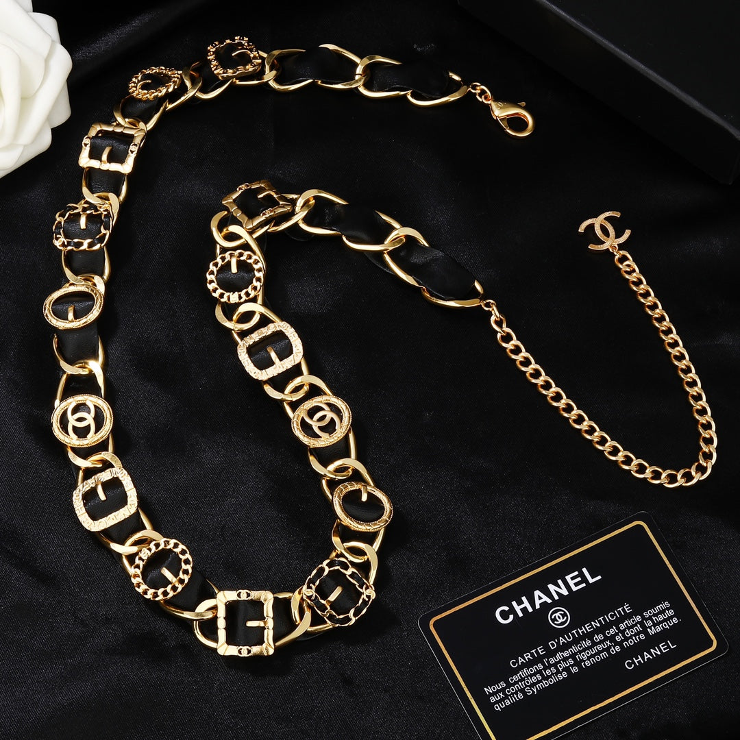 CHANEL 25S CHAIN BELT IN GOLD METALLIC AND BLACK CALFSKIN 614282 - 30