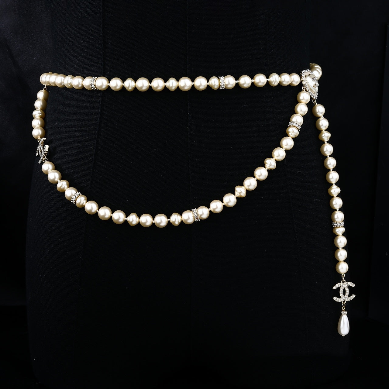 CHANEL 25S CHAIN BELT IN WHITE PEARL 614476 - 30