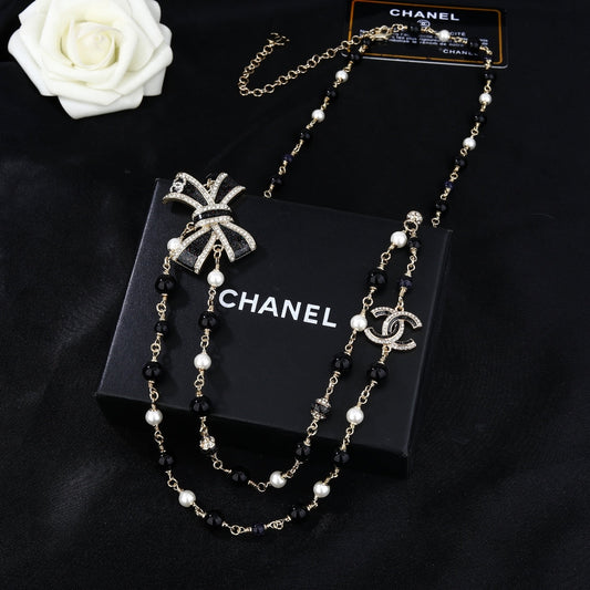 CHANEL 25S CHAIN BELT IN BLACK AND WHITE PEARL 614285 - 30