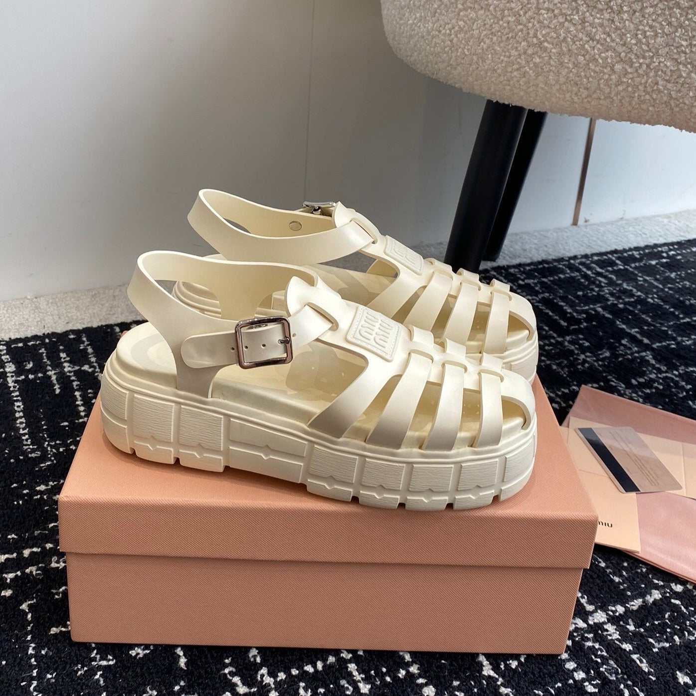 ROMAN THICK-SOLED SANDALS WHITE CREAM CALFSKIN - 35