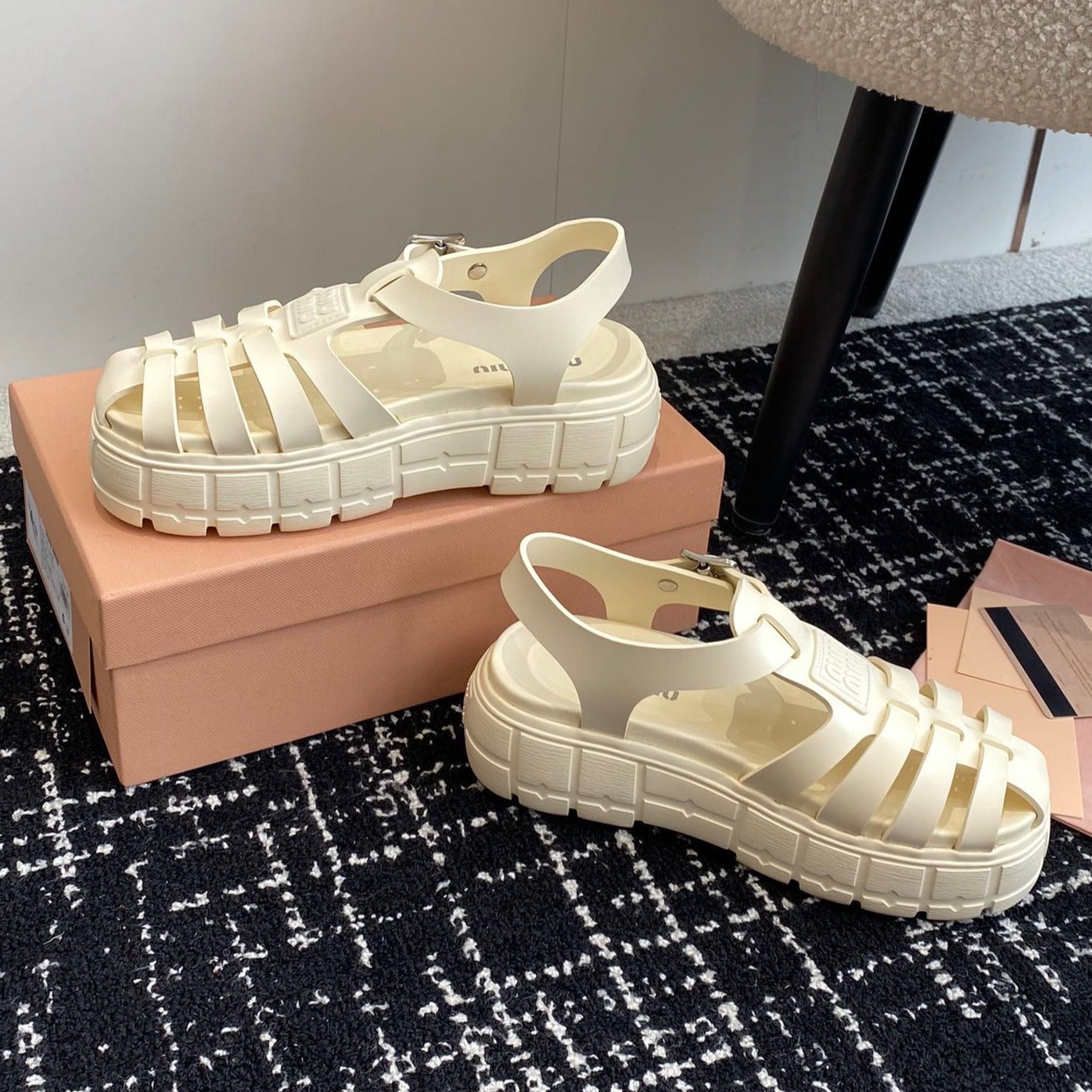 ROMAN THICK-SOLED SANDALS WHITE CREAM CALFSKIN - 35