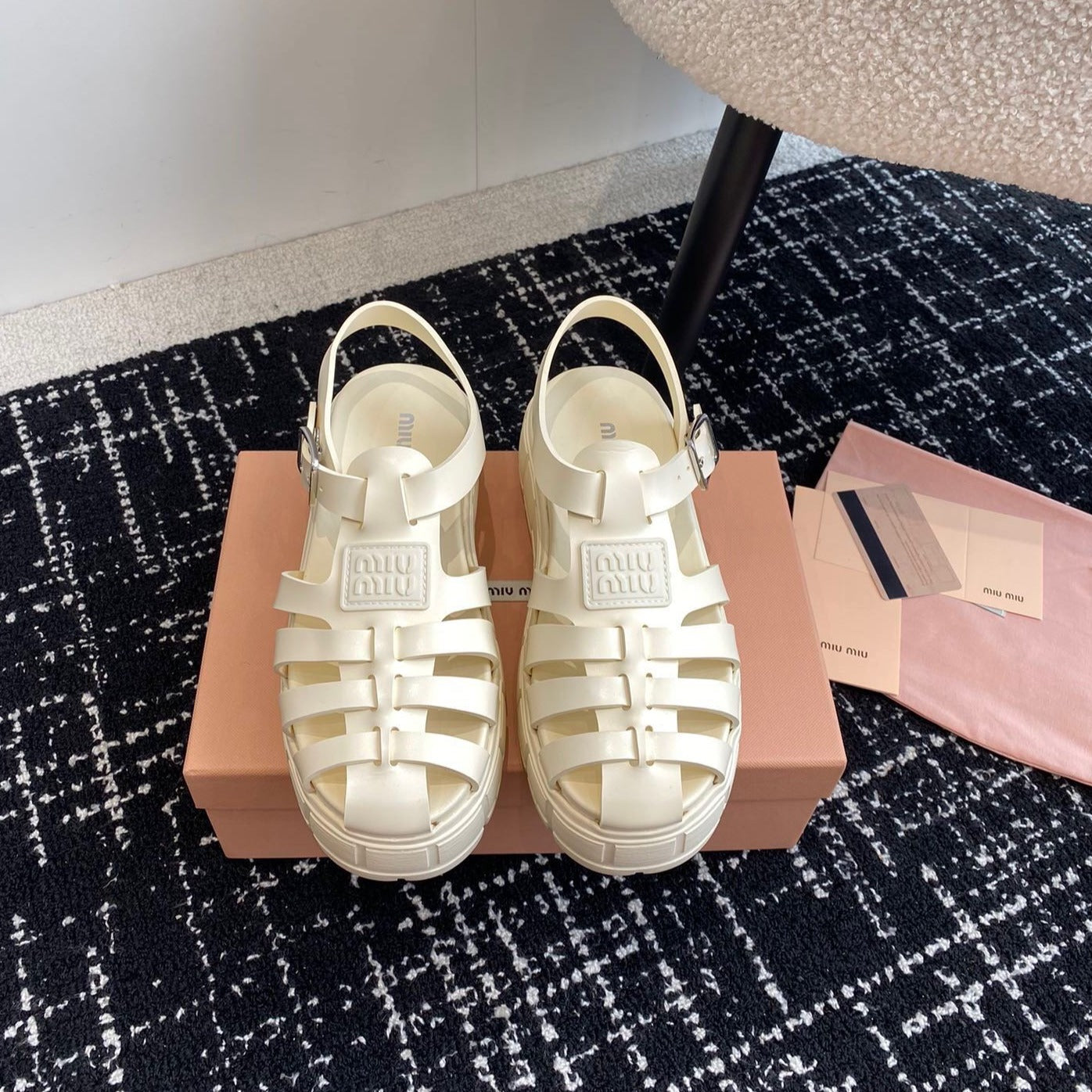ROMAN THICK-SOLED SANDALS WHITE CREAM CALFSKIN - 35