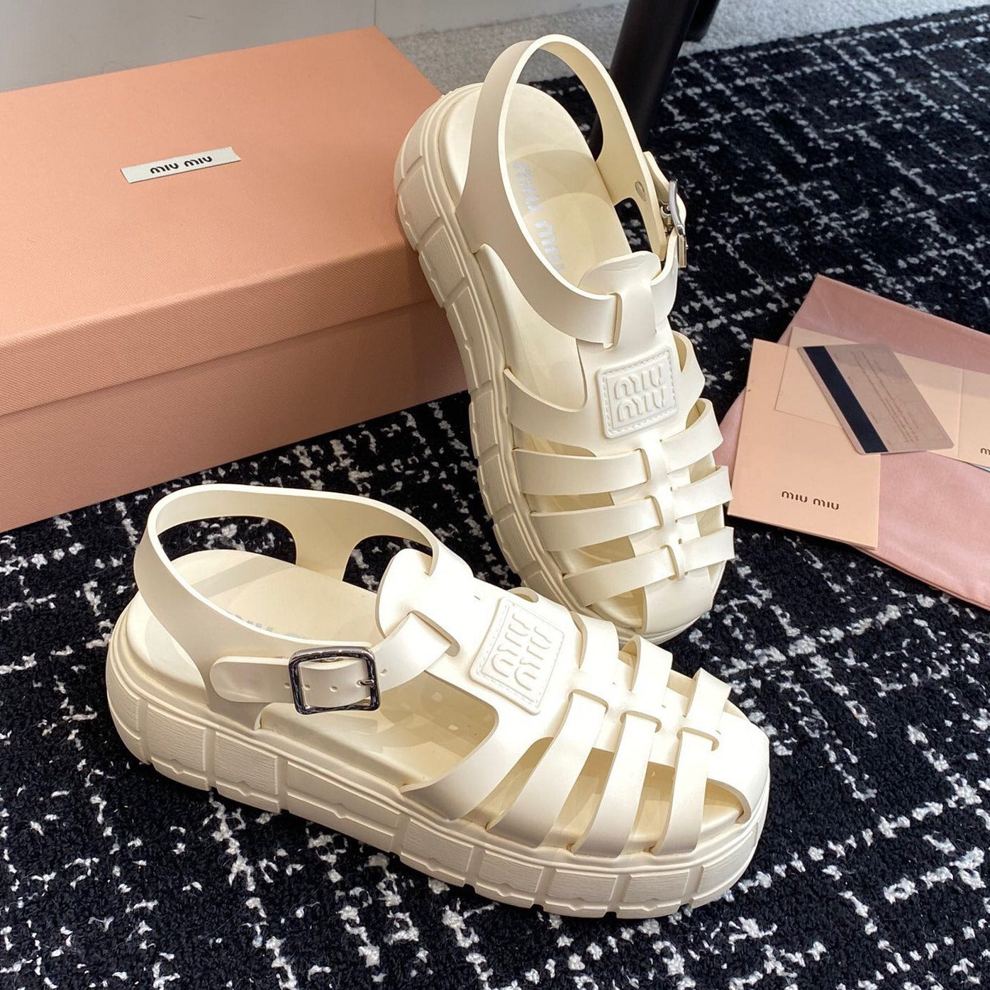 ROMAN THICK-SOLED SANDALS WHITE CREAM CALFSKIN - 35