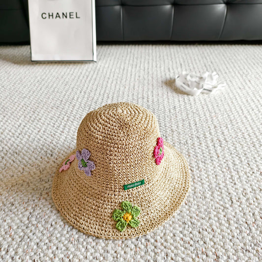 КАПЕЛЮХ-ВІДЕРЦЕ MIUMIU СОЛОМ'ЯНИЙ СТИЛЬ 38