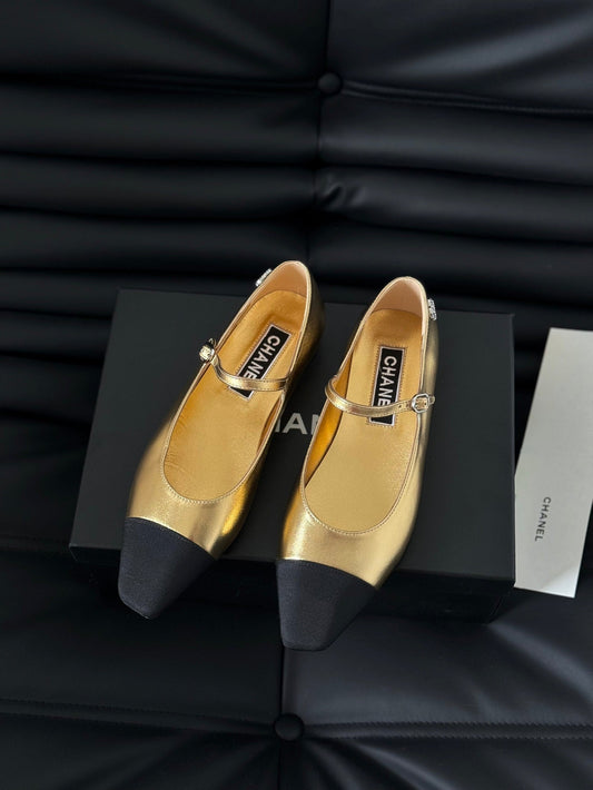MARY JANE GOLDEN MIX BLACK CALFSKIN - 35