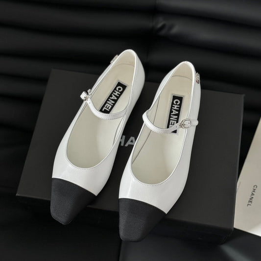 MARY JANE WHITE MIX BLACK CALFSKIN - 35