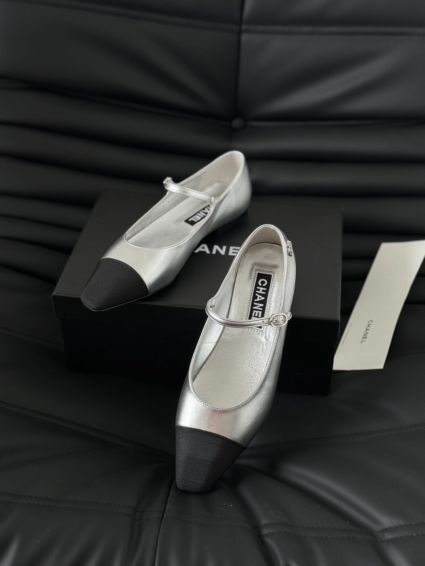 MARY JANE SILVER MIX BLACK CALFSKIN - 35