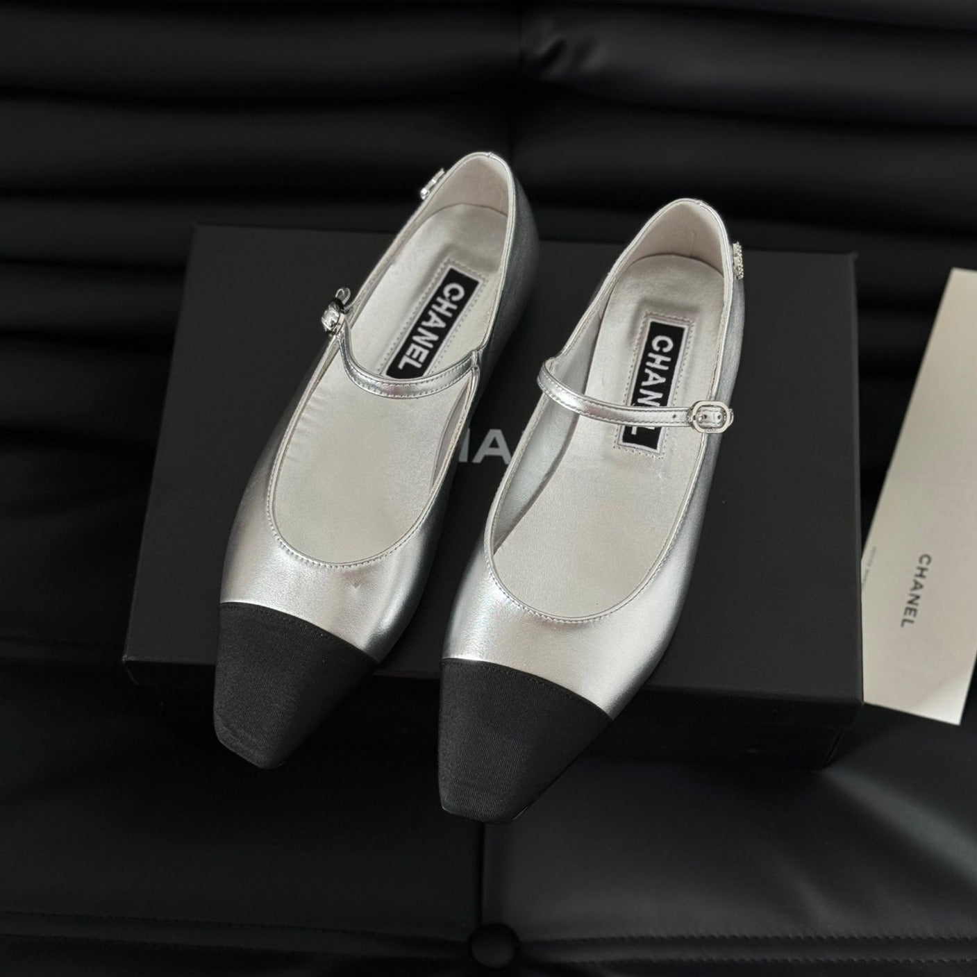 MARY JANE SILVER MIX BLACK CALFSKIN - 35