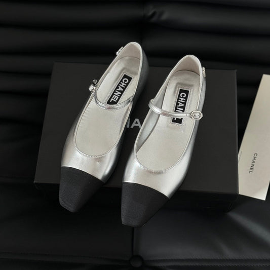 MARY JANE SILVER MIX BLACK CALFSKIN - 35
