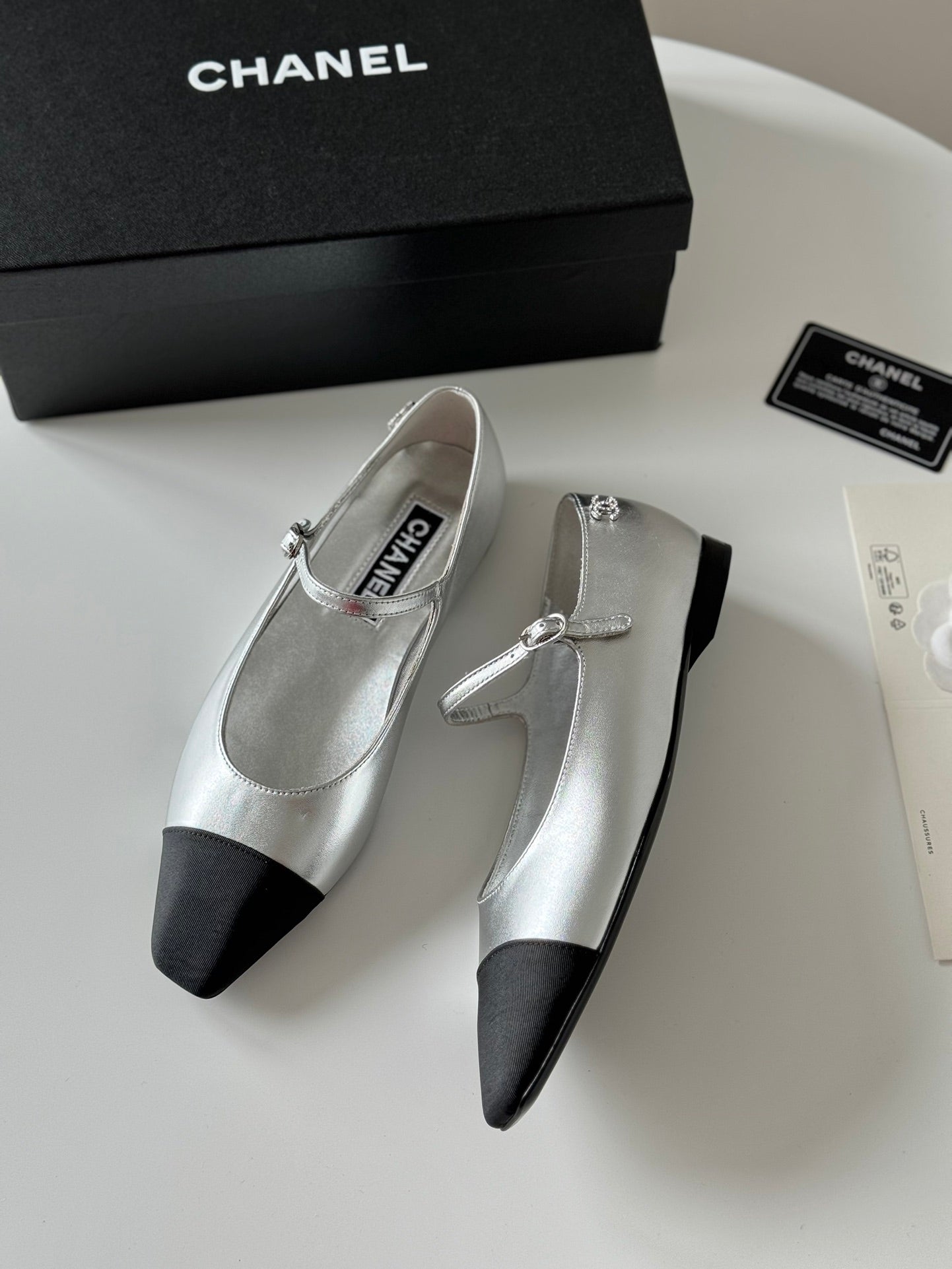 MARY JANE SILVER MIX BLACK CALFSKIN - 35