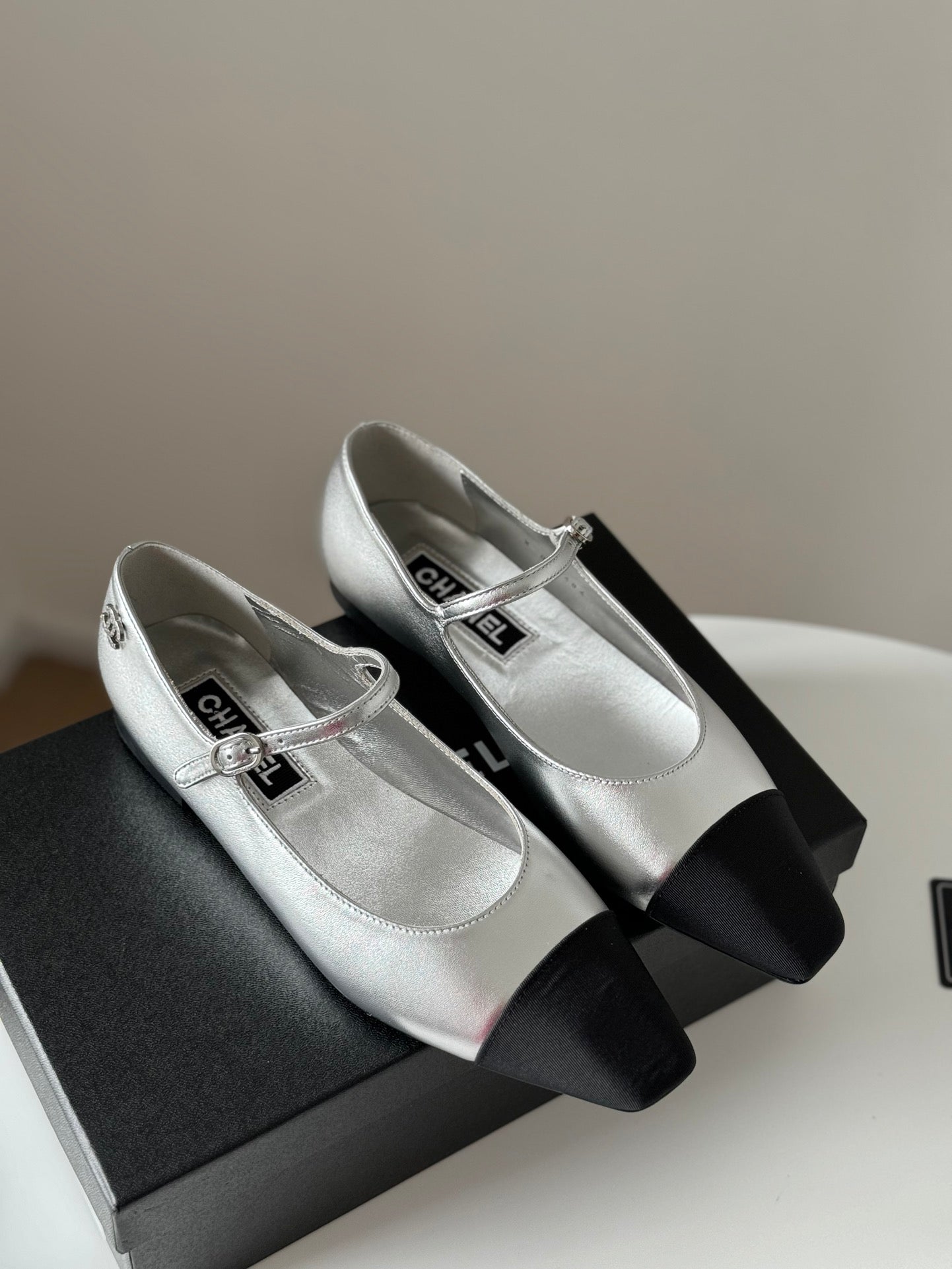 MARY JANE SILVER MIX BLACK CALFSKIN - 35