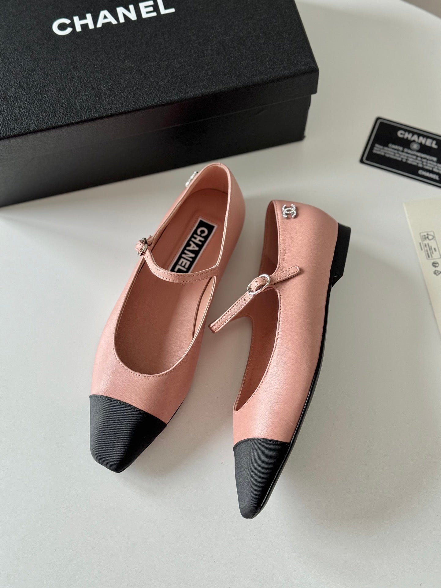 MARY JANE LIGHT PINK MIX BLACK CALFSKIN - 35