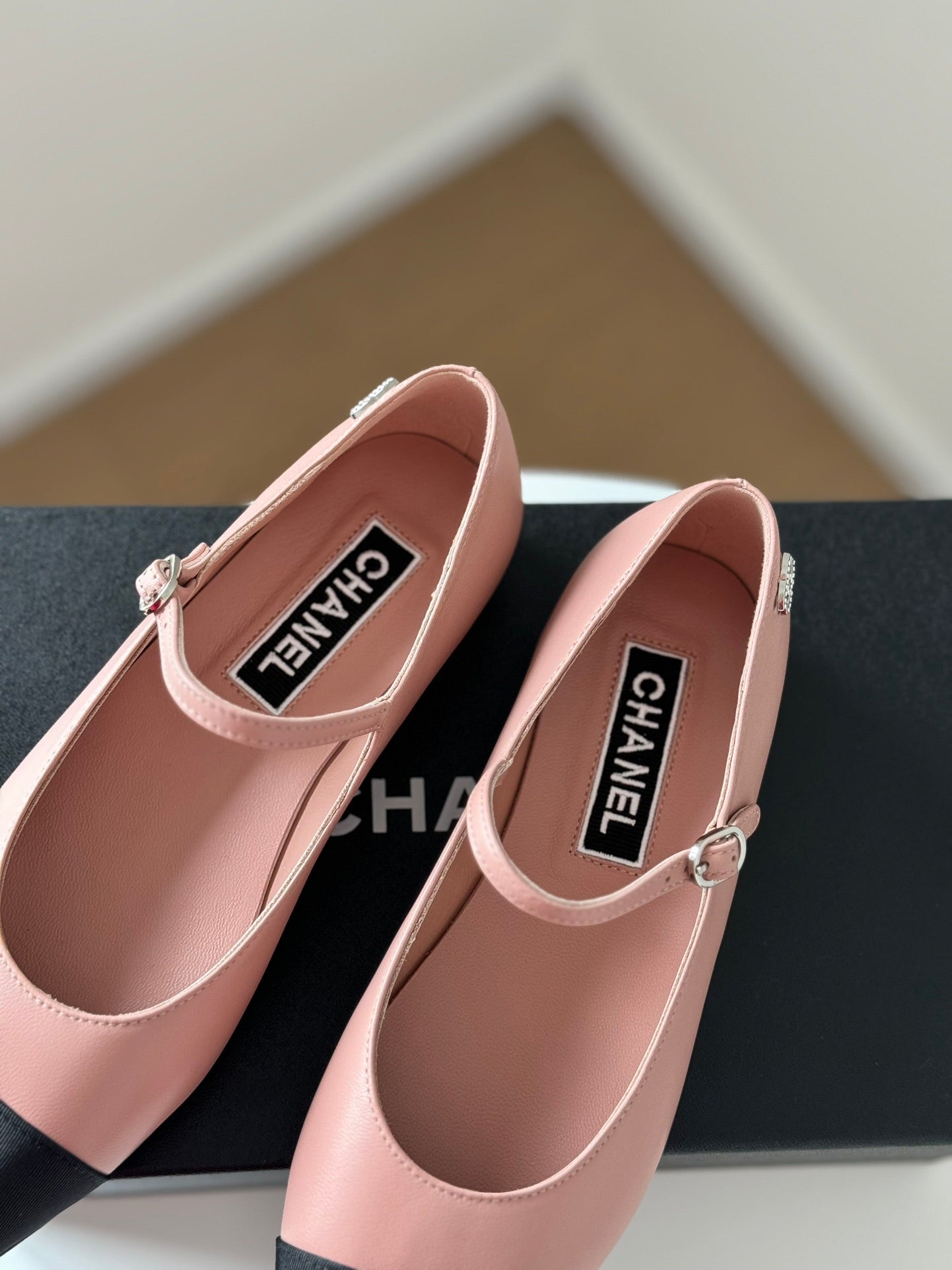 MARY JANE LIGHT PINK MIX BLACK CALFSKIN - 35