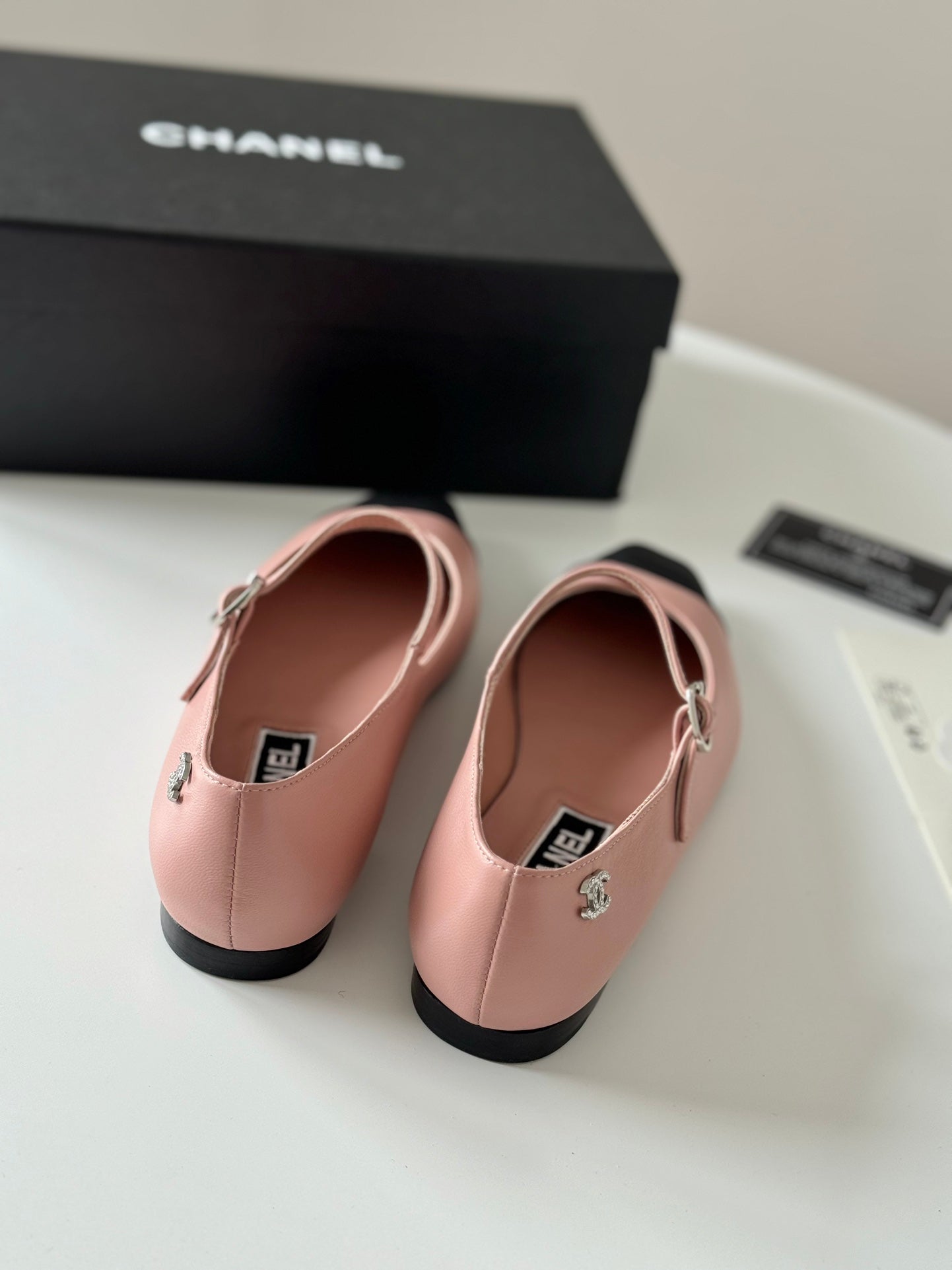 MARY JANE LIGHT PINK MIX BLACK CALFSKIN - 35