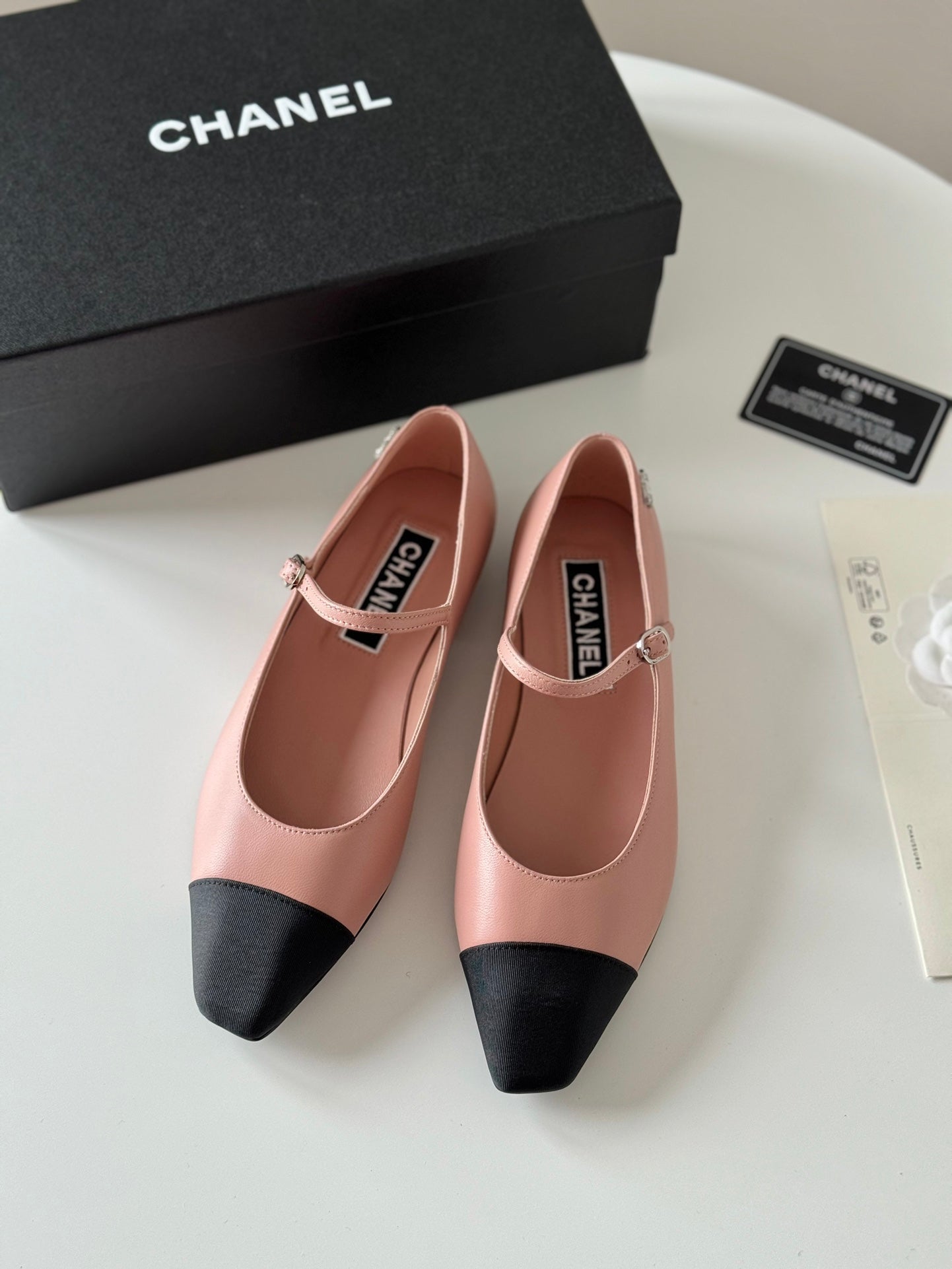 MARY JANE LIGHT PINK MIX BLACK CALFSKIN - 35