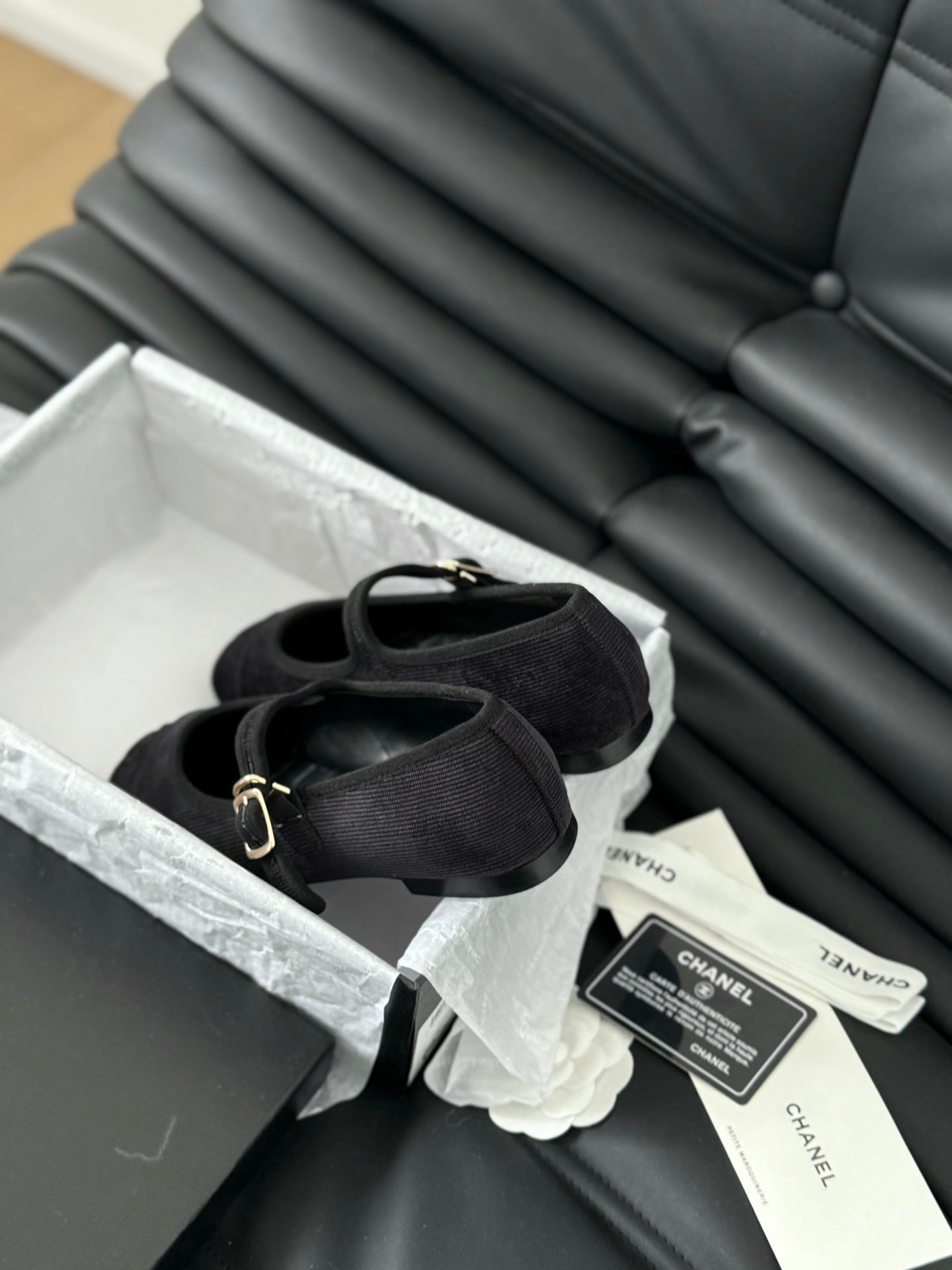 MARY JANE SHOES BLACK CORDUROY TWILL FABRIC - 35