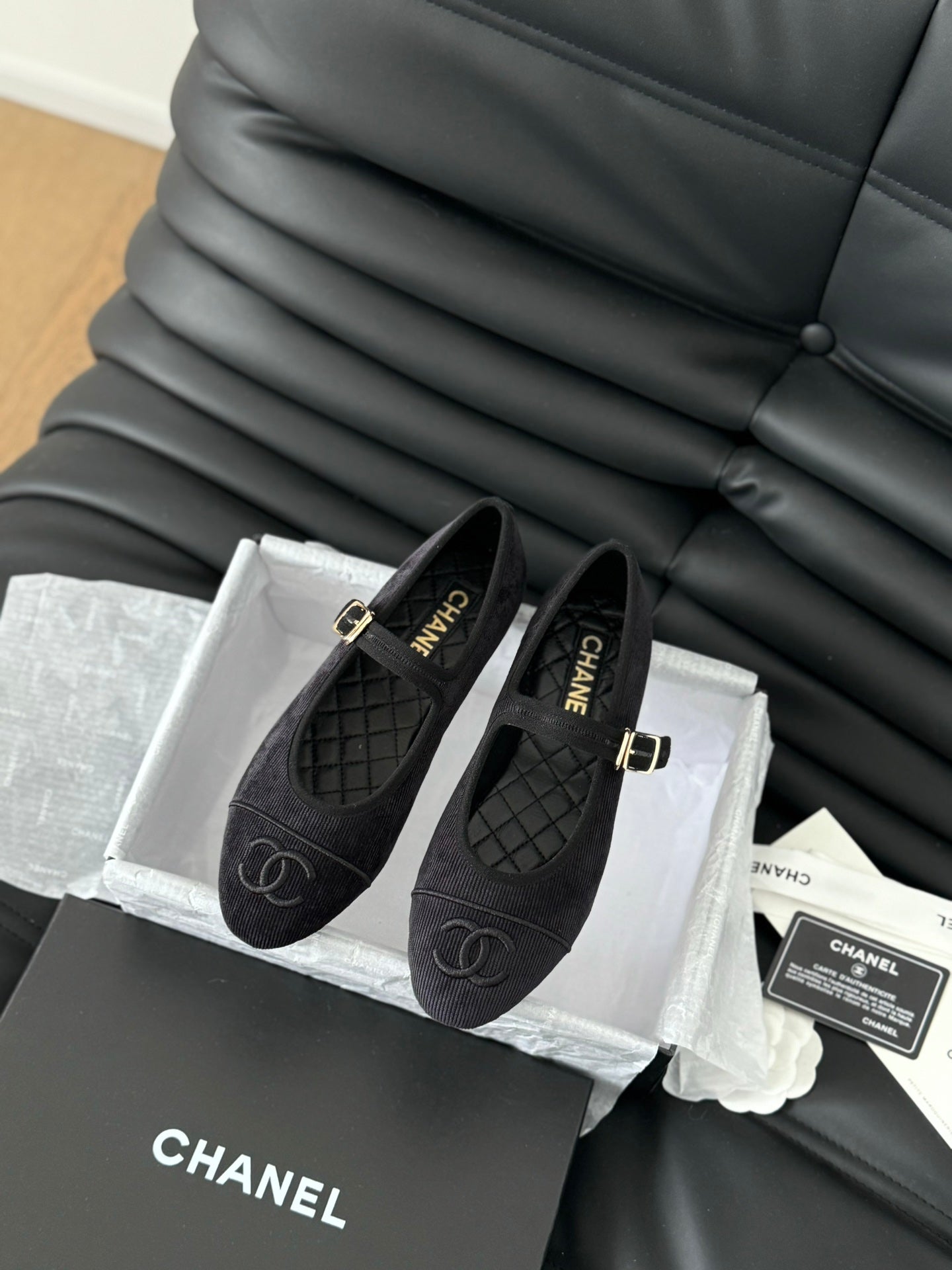 MARY JANE SHOES BLACK CORDUROY TWILL FABRIC - 35