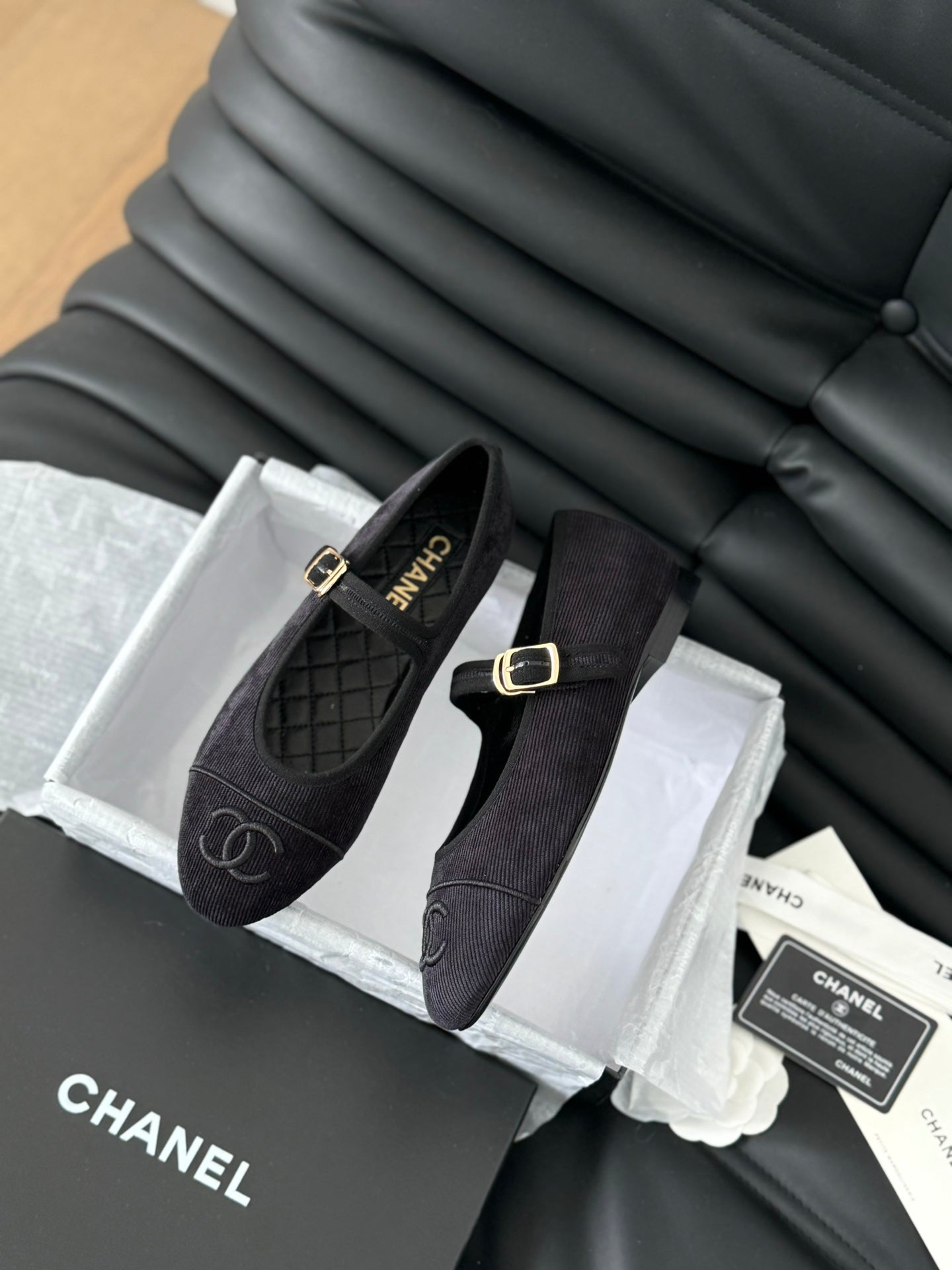 MARY JANE SHOES BLACK CORDUROY TWILL FABRIC - 35