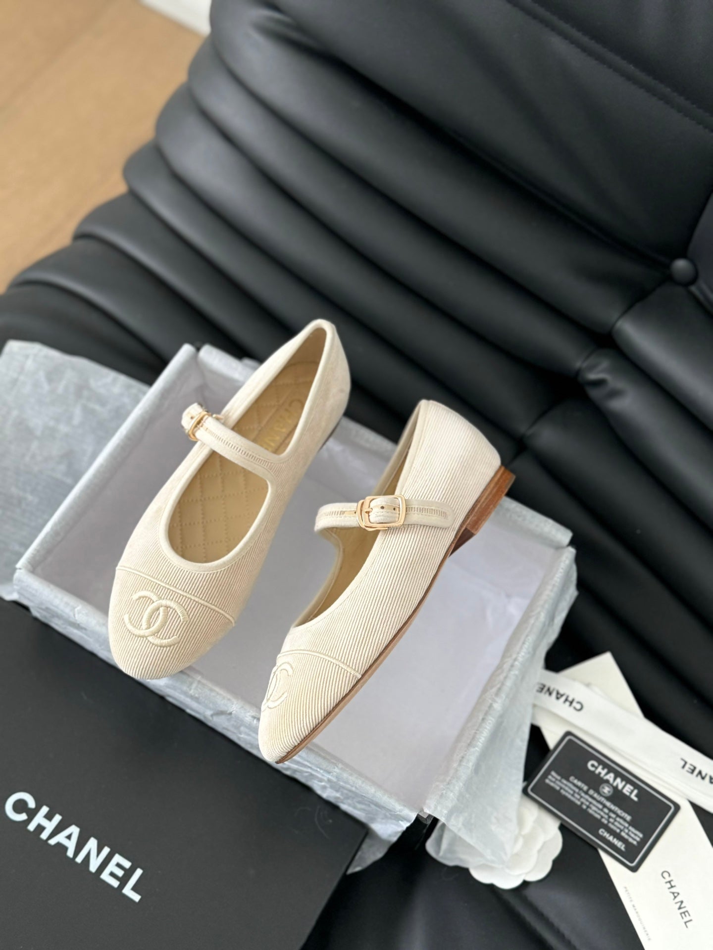 MARY JANE SHOES BEIGE CREAM CORDUROY TWILL FABRIC - 35