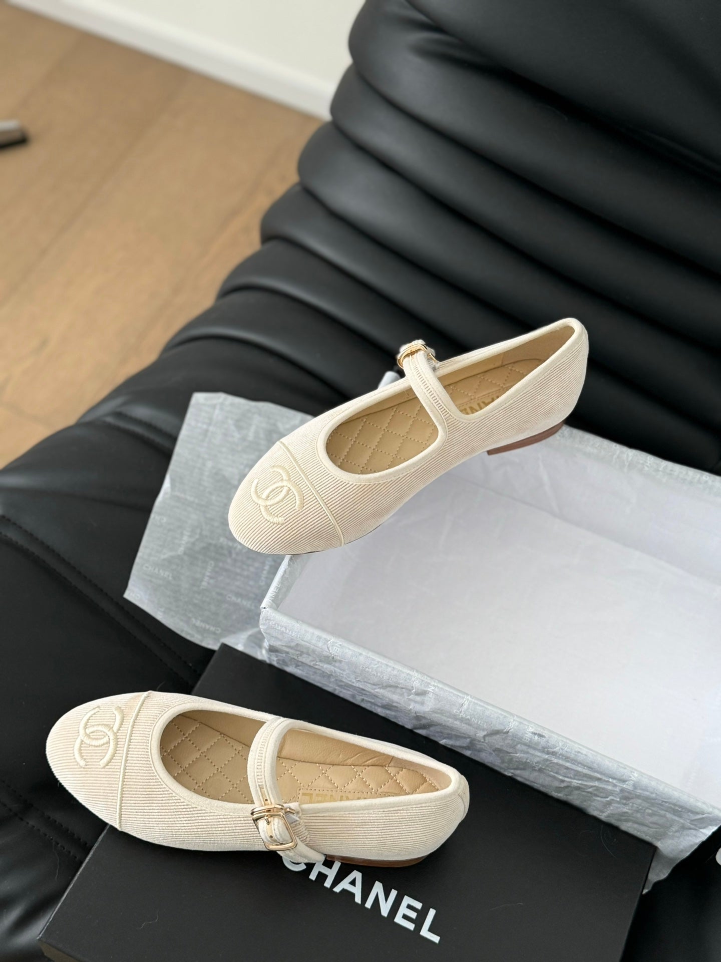 MARY JANE SHOES BEIGE CREAM CORDUROY TWILL FABRIC - 35