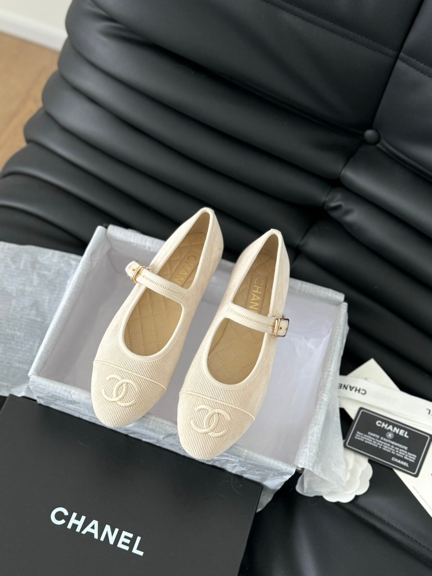 MARY JANE SHOES BEIGE CREAM CORDUROY TWILL FABRIC - 35