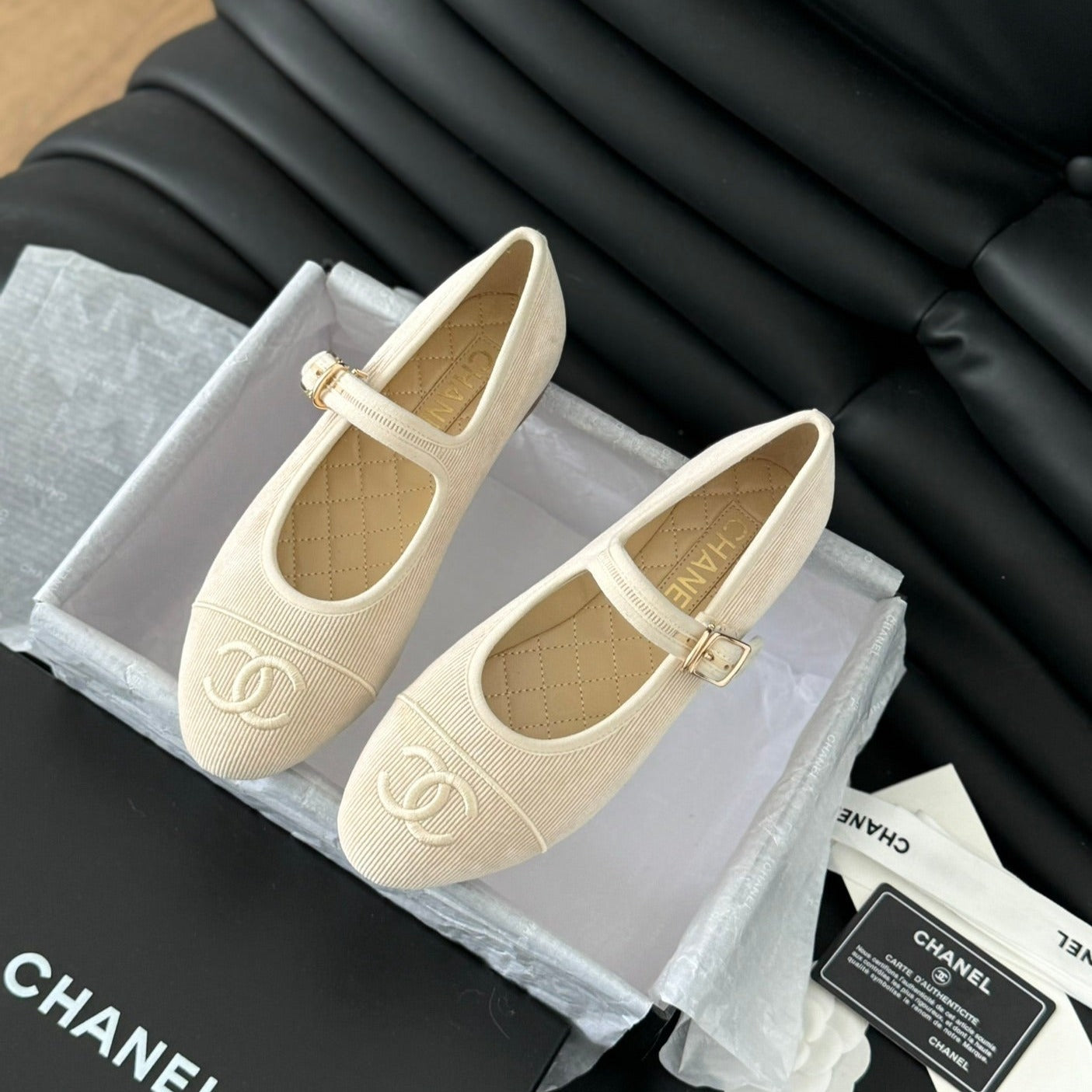 MARY JANE SHOES BEIGE CREAM CORDUROY TWILL FABRIC - 35