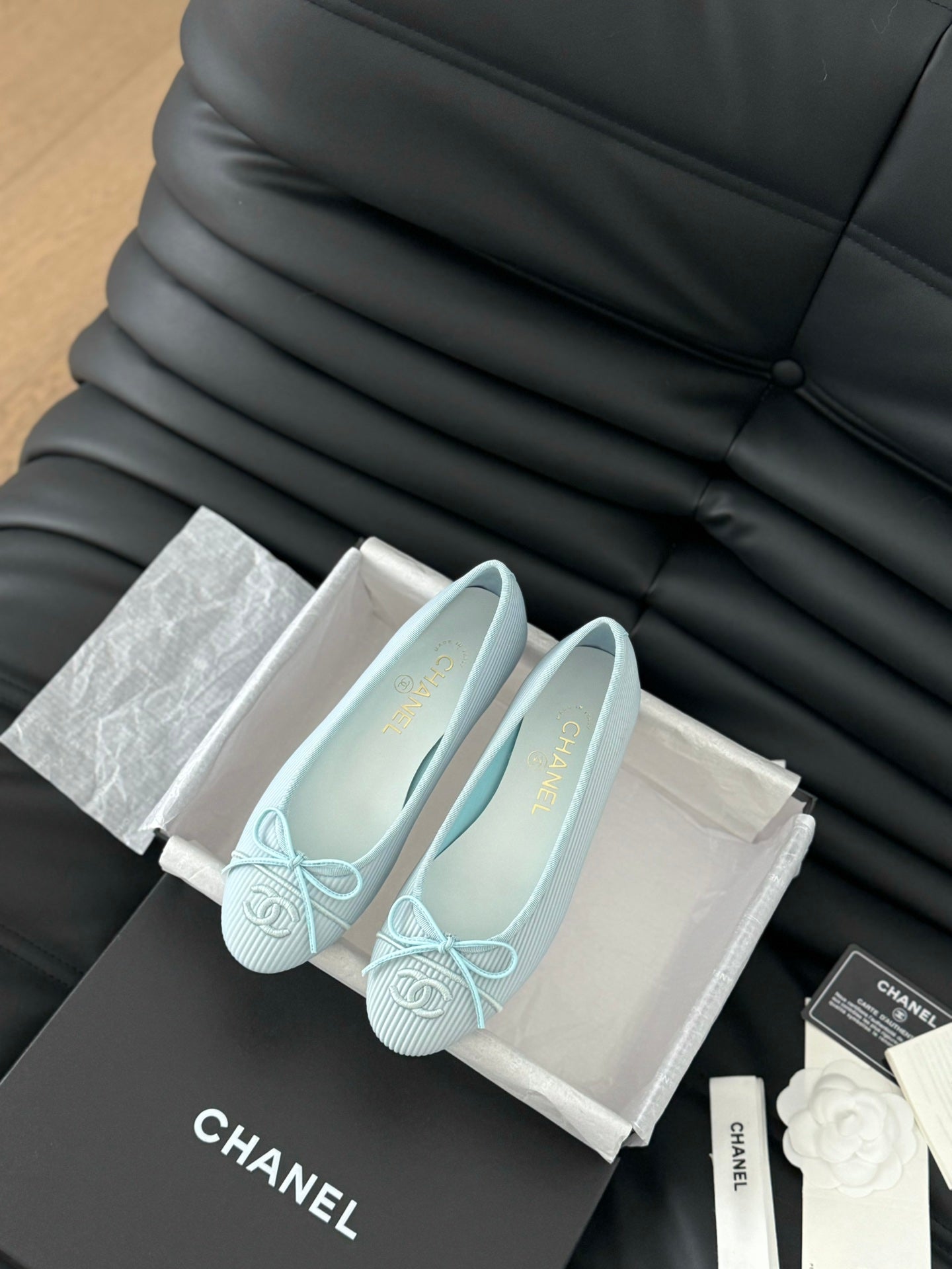 CLASSIC BALLET FLATS LIGHT BLUE LAMBSKIN - 35