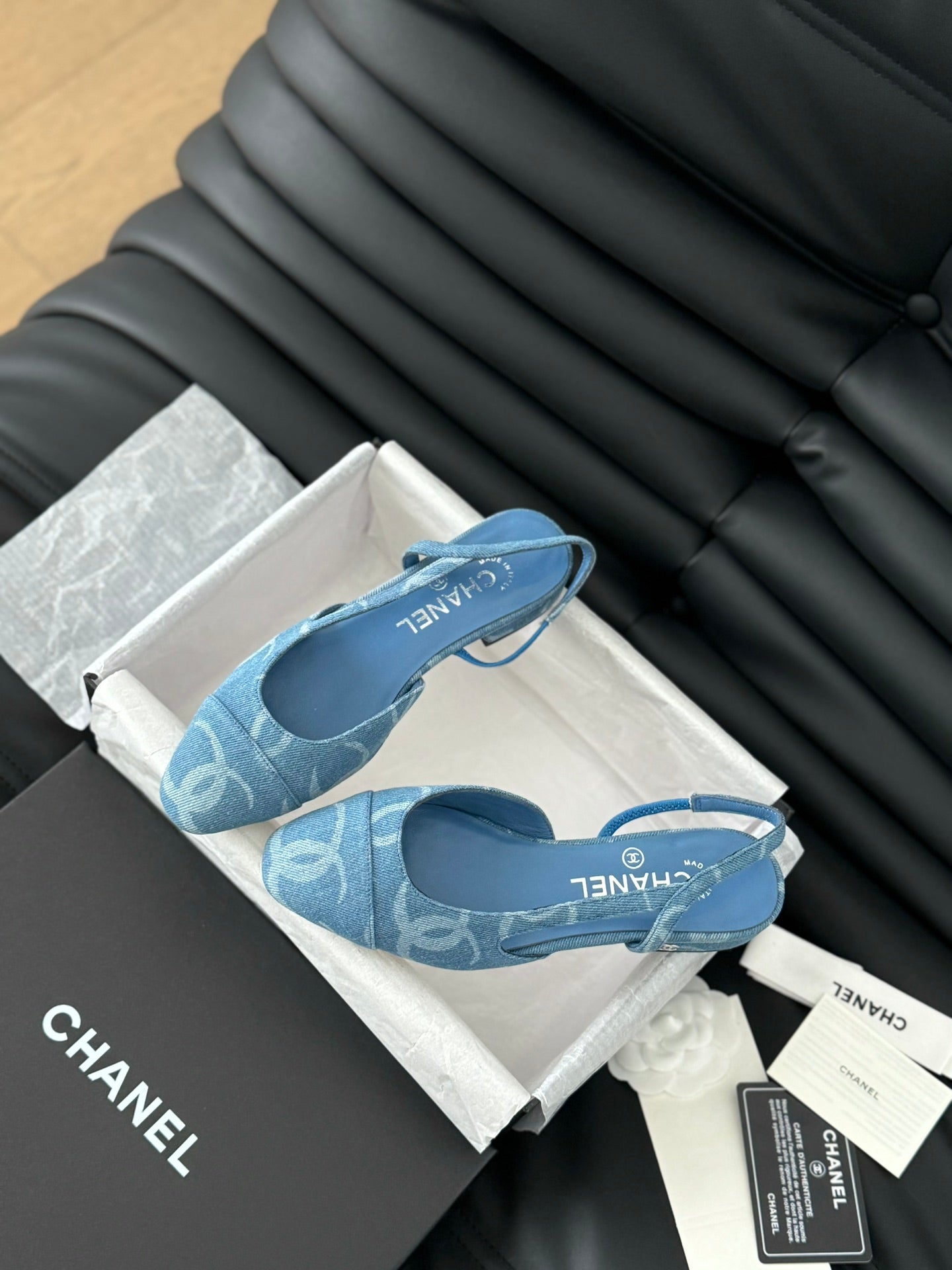 CLASSIC SLINGBACK CERULEAN BLUE CALFSKIN - 35