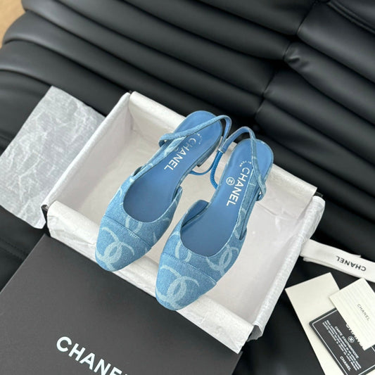 CLASSIC SLINGBACK CERULEAN BLUE CALFSKIN - 35