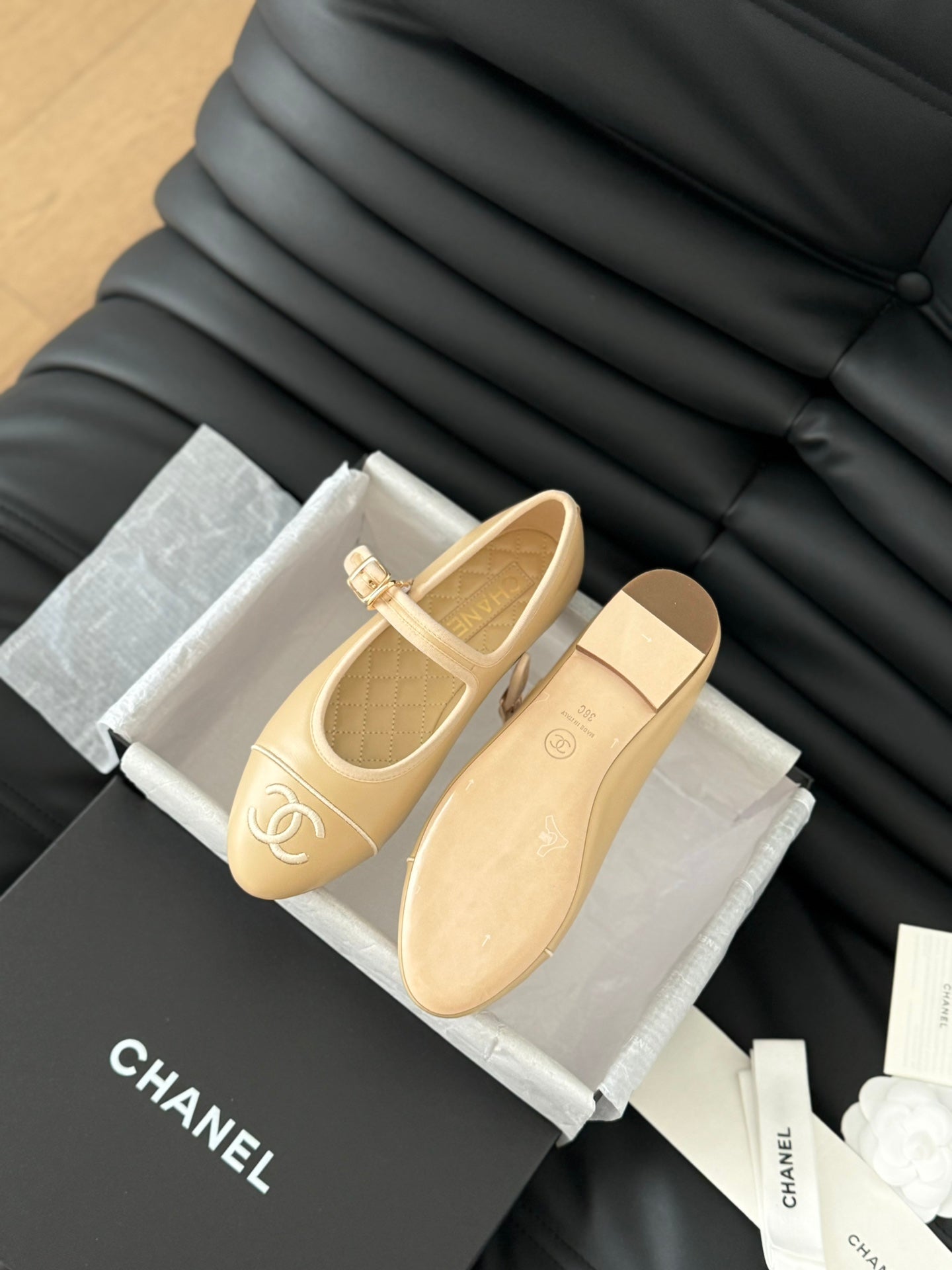 MARY JANE SHOES IN DARK CREAM LAMBSKIN - 35