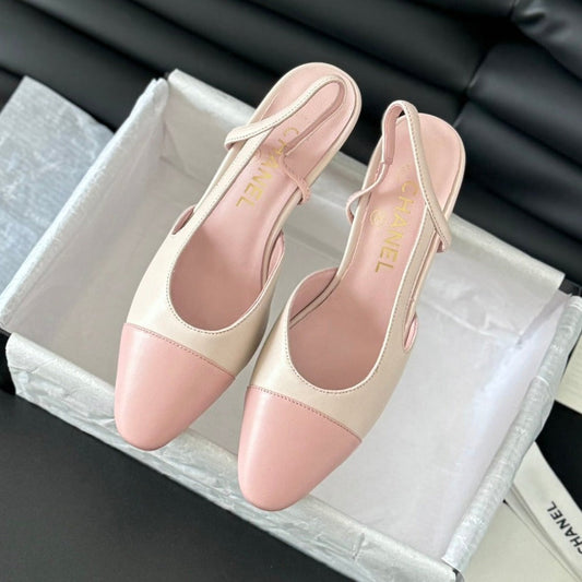 HIGH SLINGBACK IN LIGHT PINK LAMBSKIN - 35