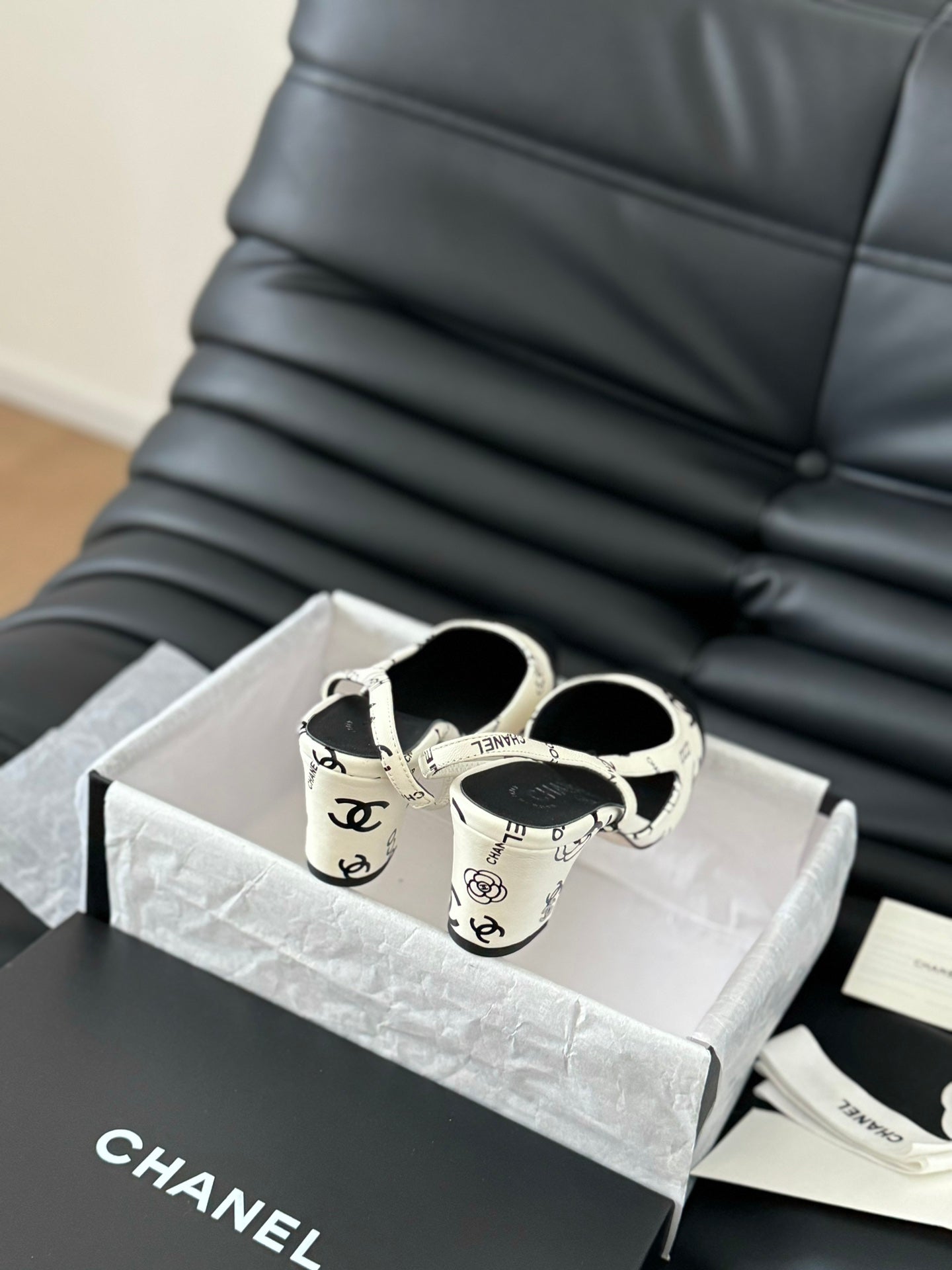 HIGH SLINGBACK IN WHITE MIX BLACK LAMBSKIN - 35