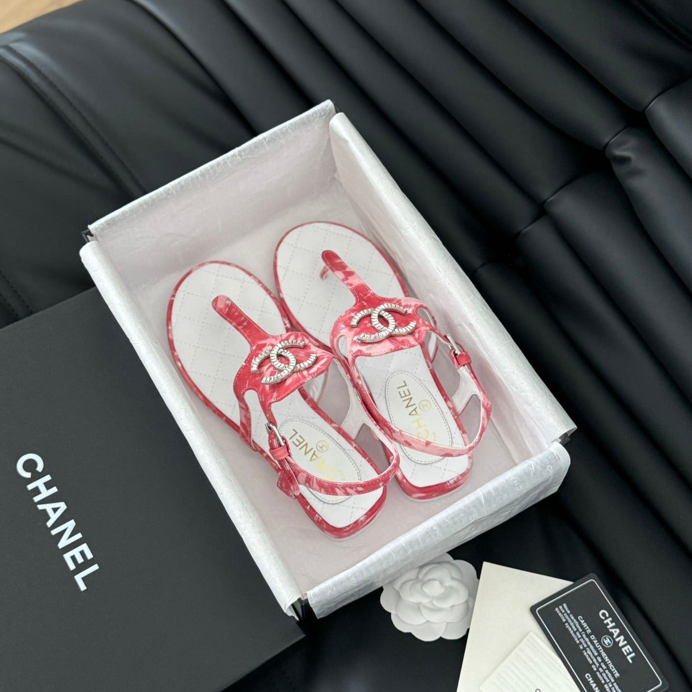 Double C Classic One-Strap Sandals White Pink Lambskin - 35