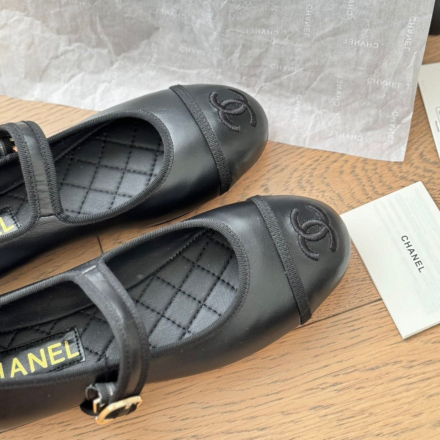 Double C Marry Jane Shoes Black Lambskin - 35